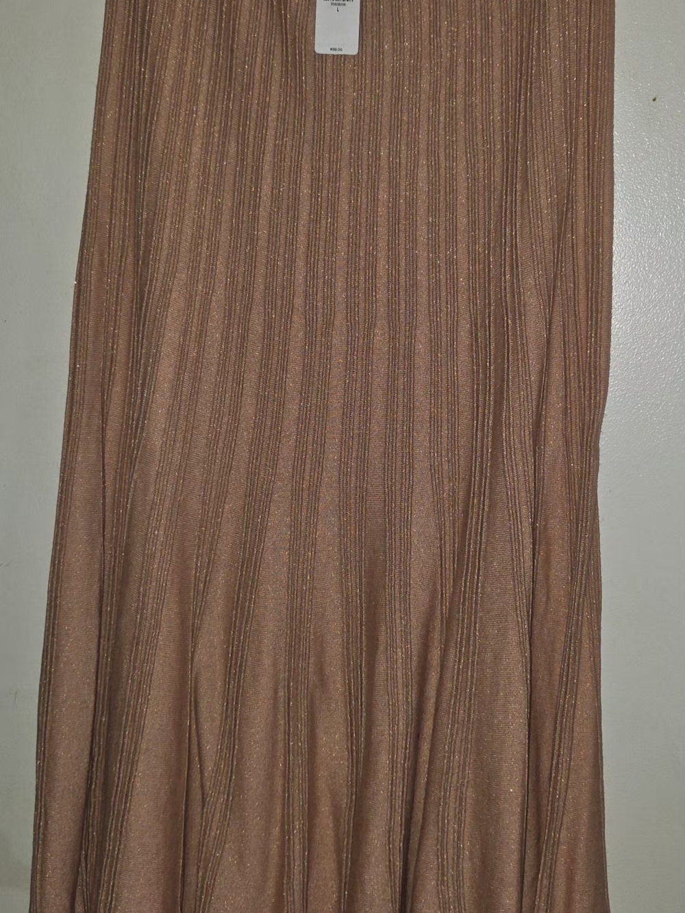 Metallic Pleated Maxi Skirt in Peachy Pink